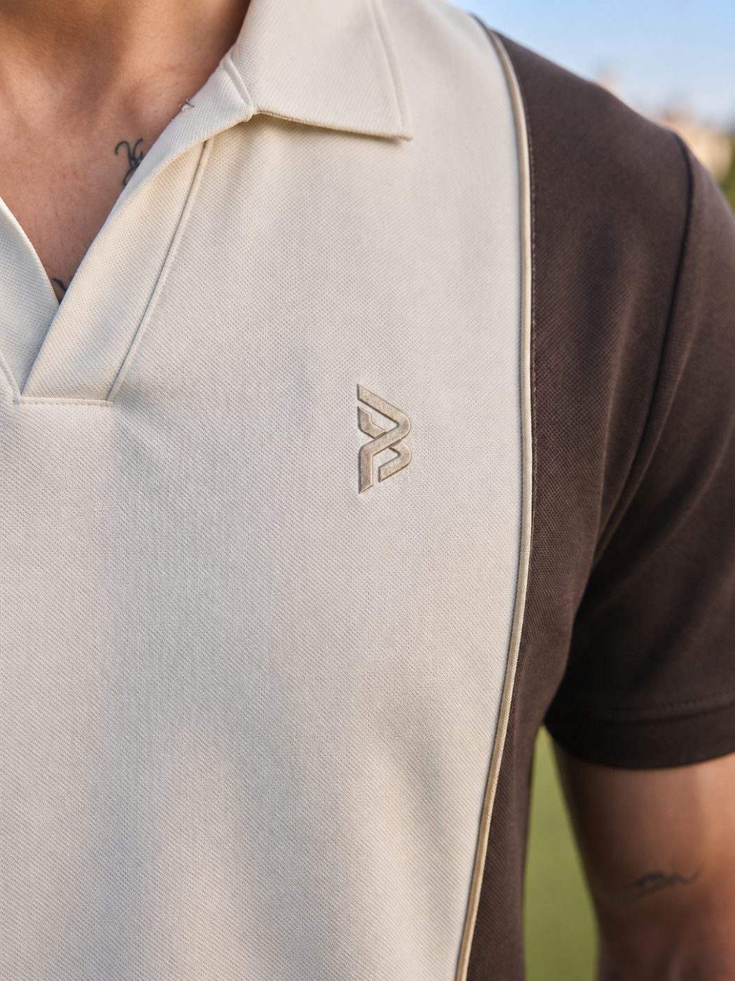 Brown & Cream Panel Polo