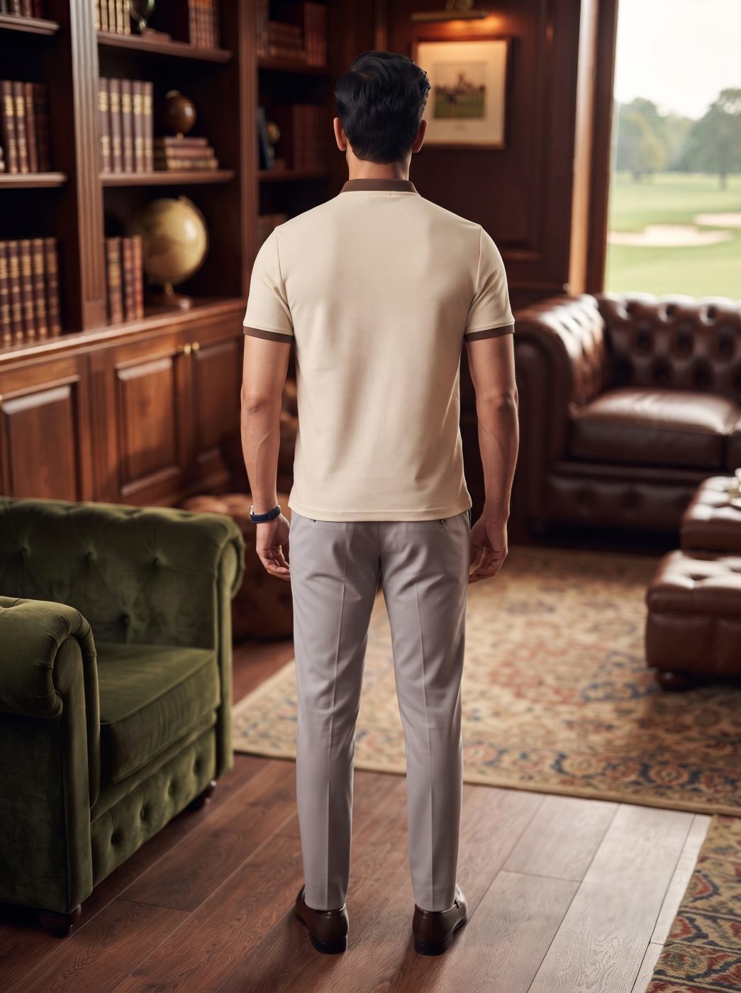 Cream & Brown Tipped Polo