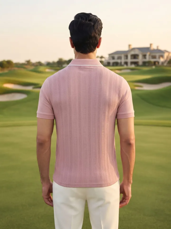 Bemount Dusty Rose Textured Polo