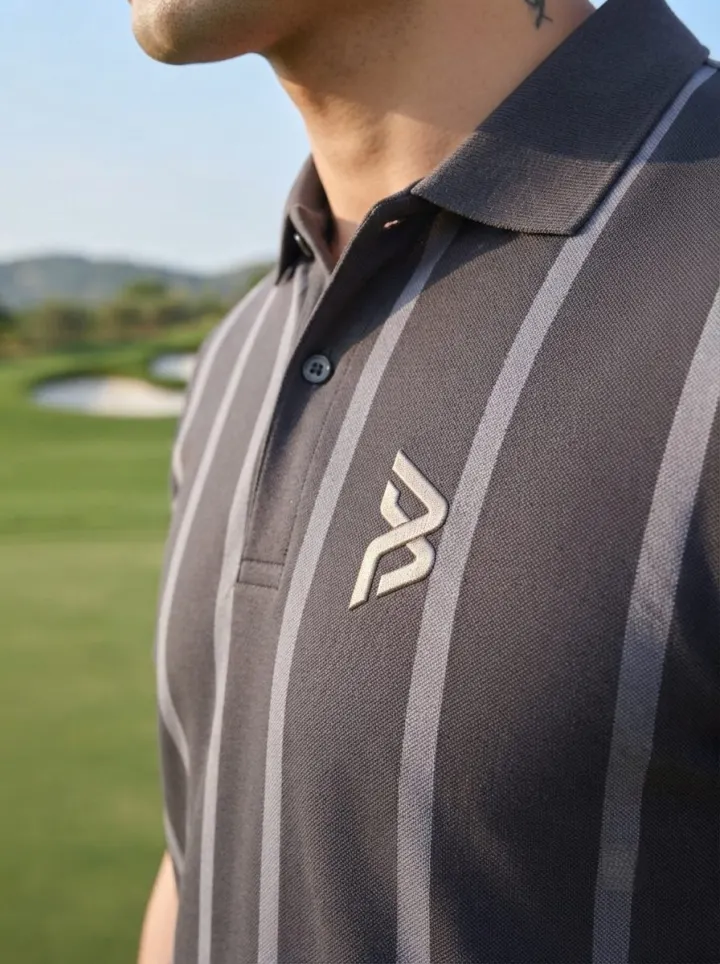 Bemount Grey Tonal Pinstripe Polo