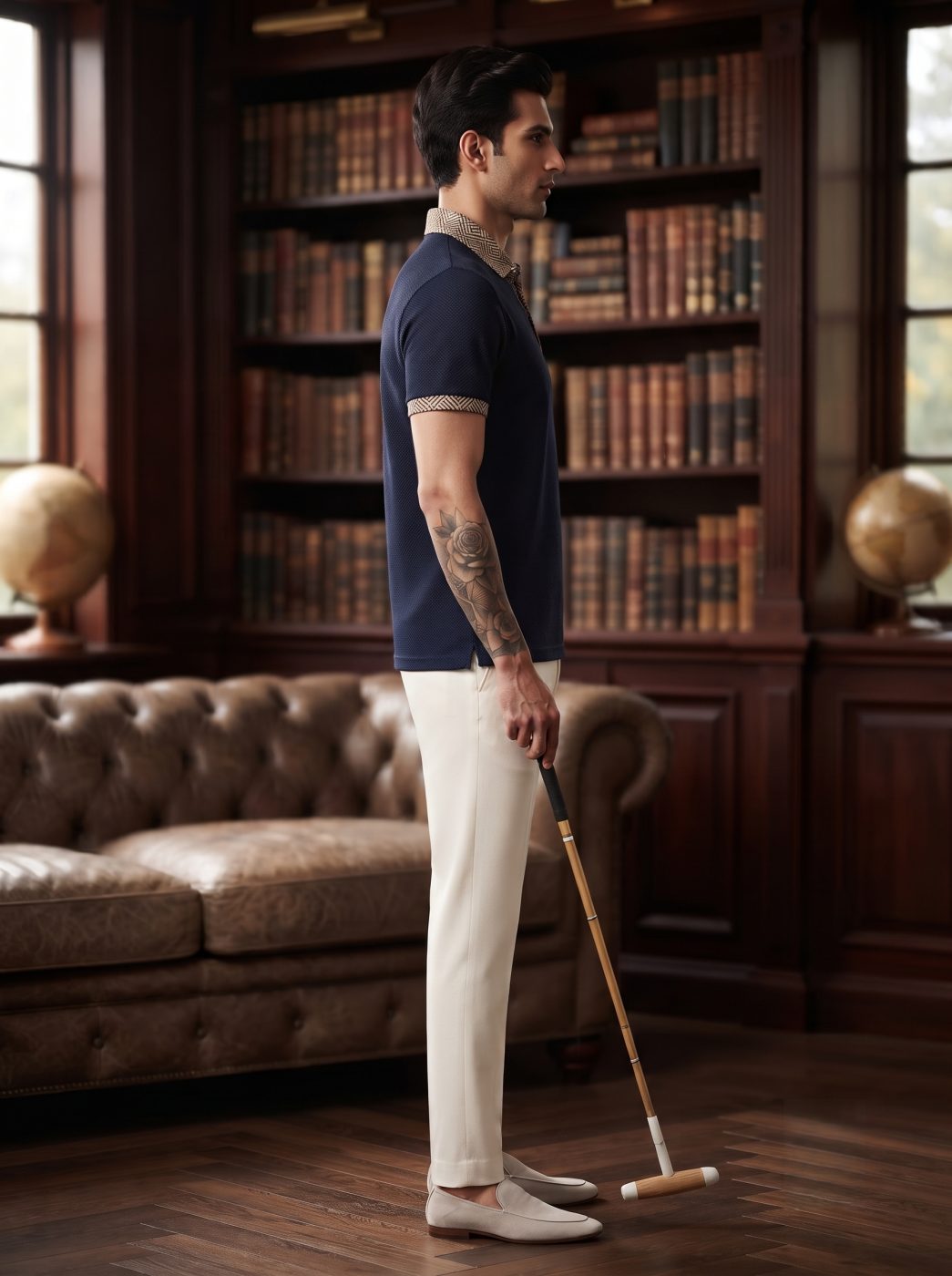 Navy Diamond Collar Polo