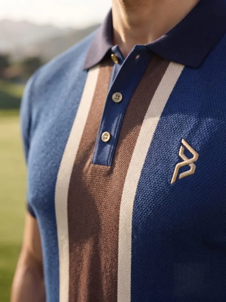 Bemount Navy Placket Stripe Polo