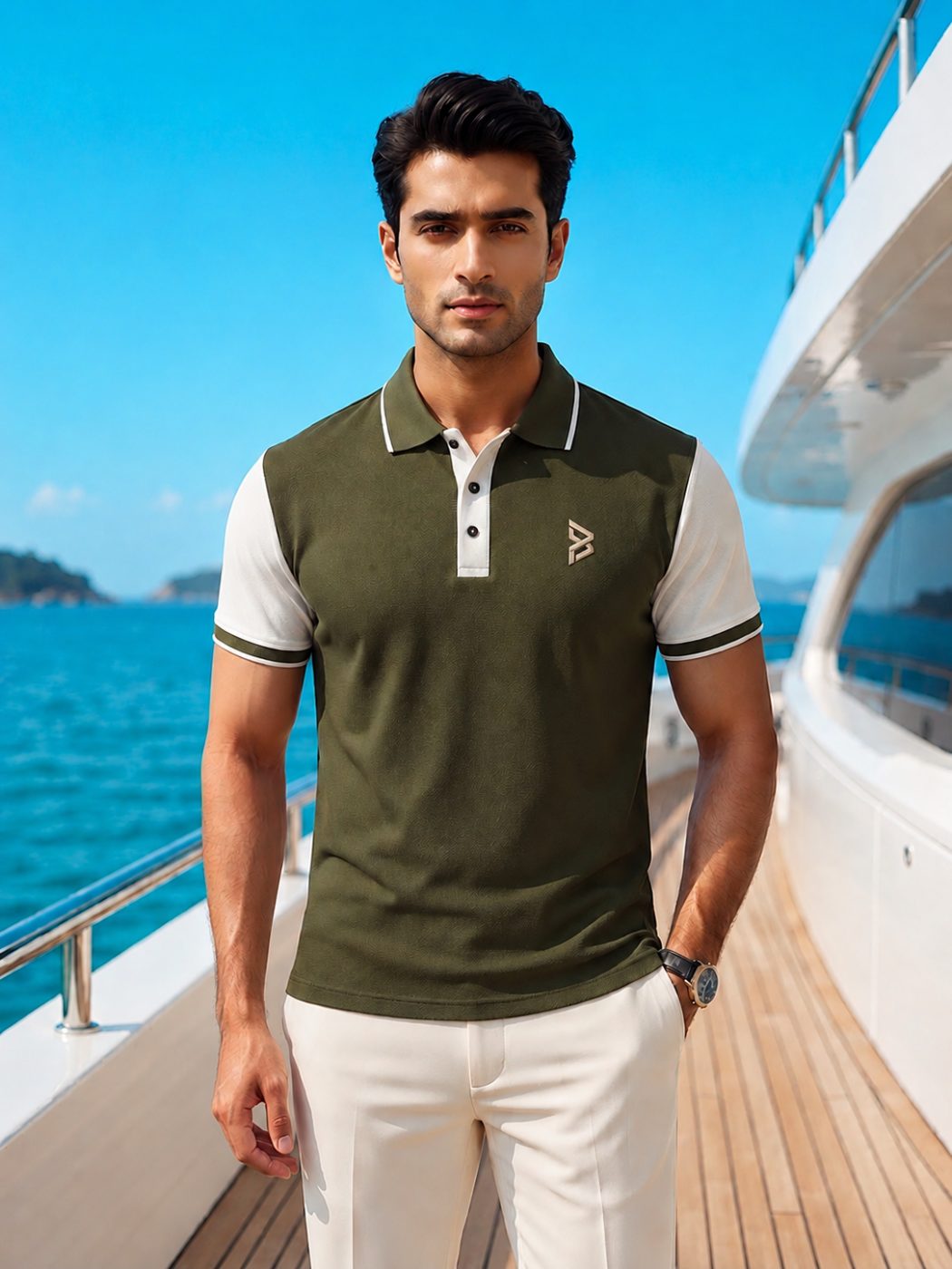 Olive Raglan Colorblock Polo
