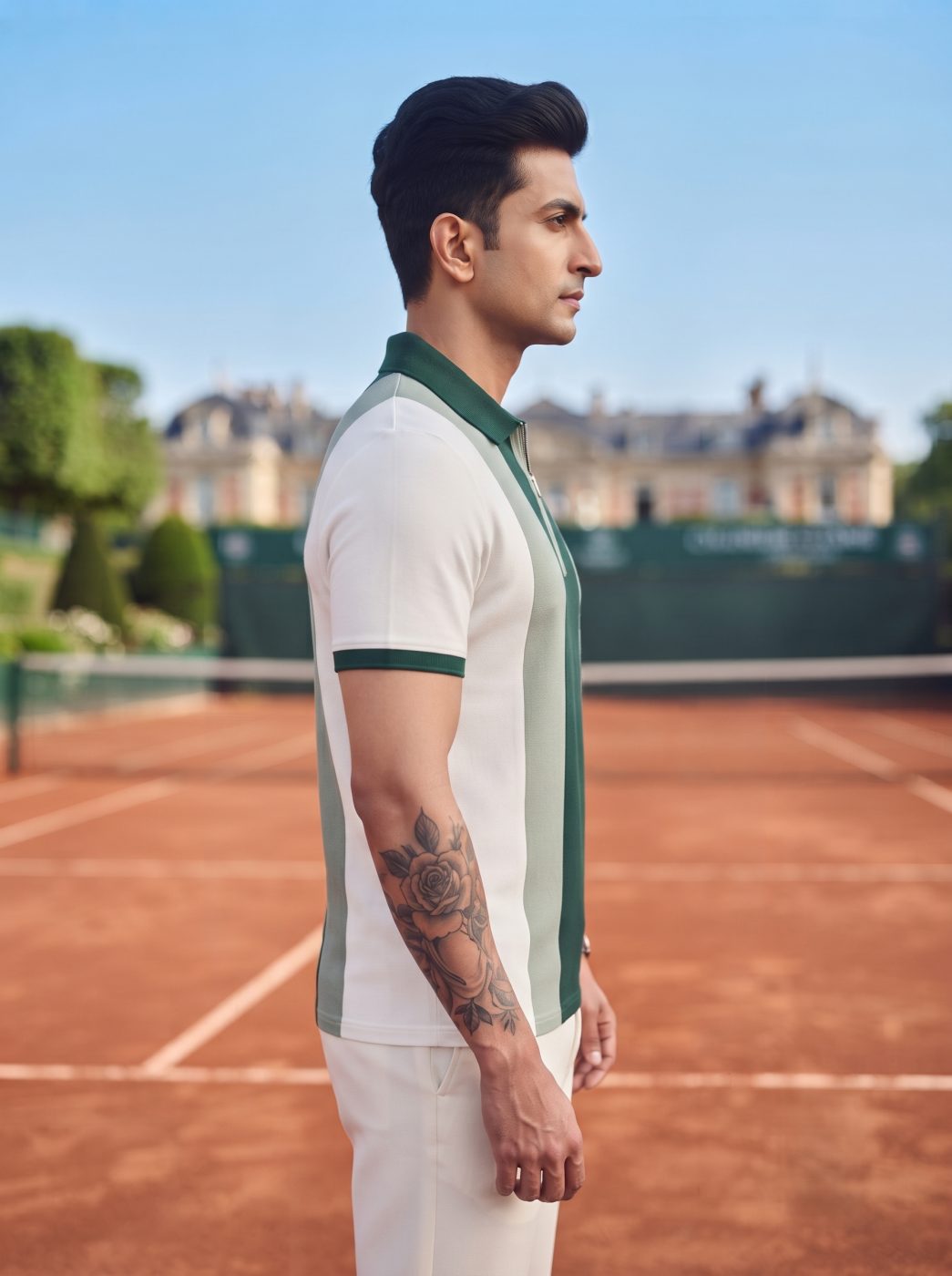 Zip-Placket Colorblock Polo