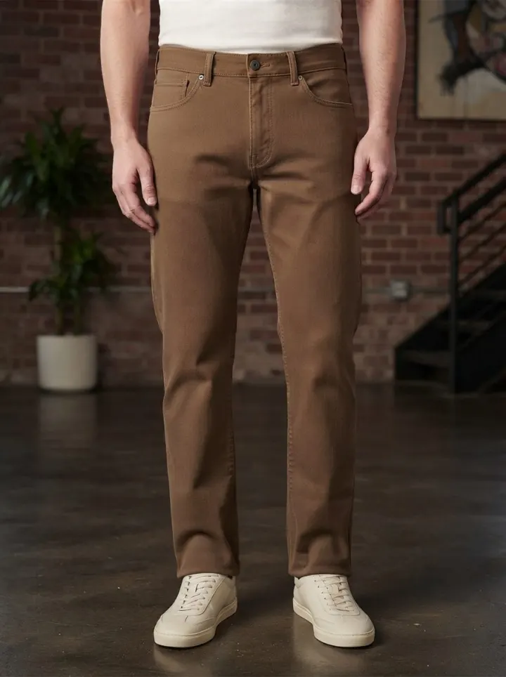 Bemount Bemount Over-Dyed Earth Tone Regular Jeans in Earth Brown, front view