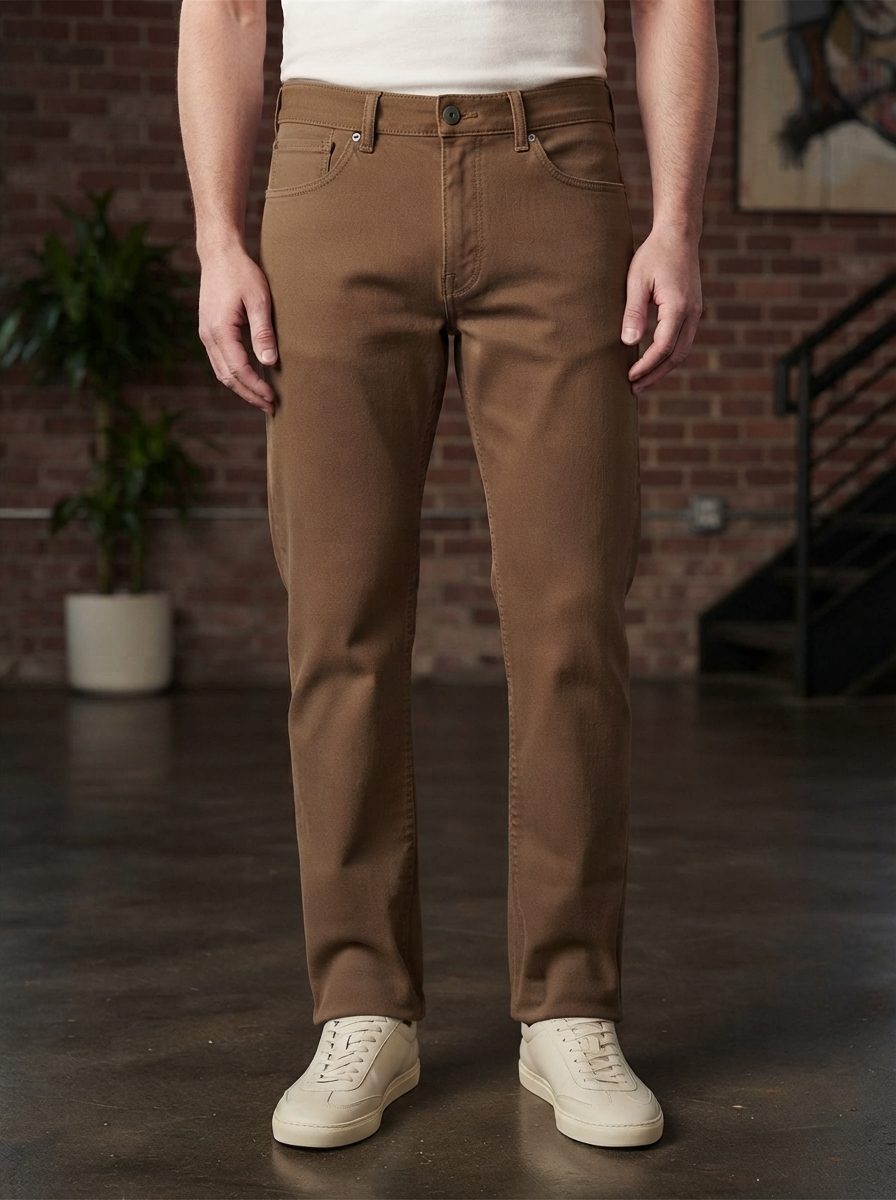 Bemount Bemount Over-Dyed Earth Tone Regular Jeans in Earth Brown, front view
