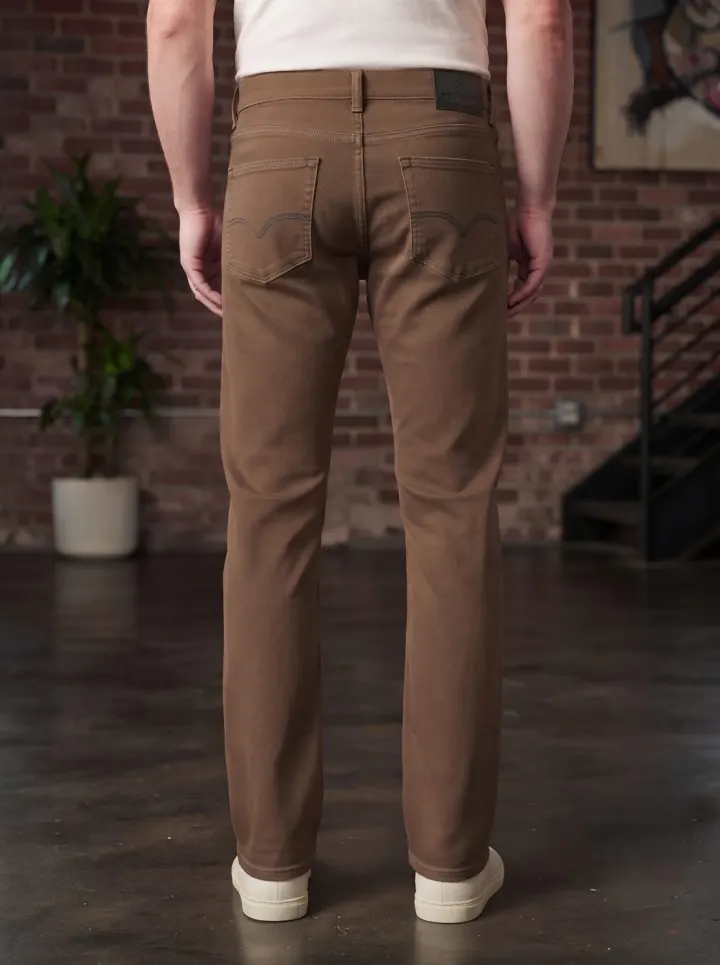 Bemount Bemount Over-Dyed Earth Tone Regular Jeans in Earth Brown, back view