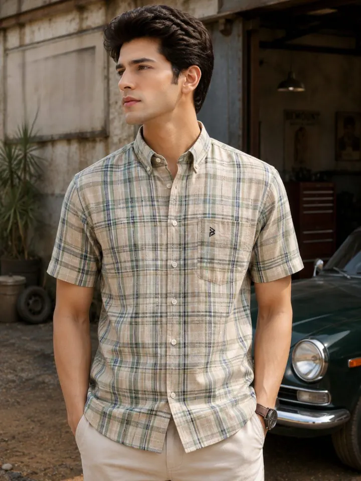 Auren Plaid Linen-Cotton Shirt