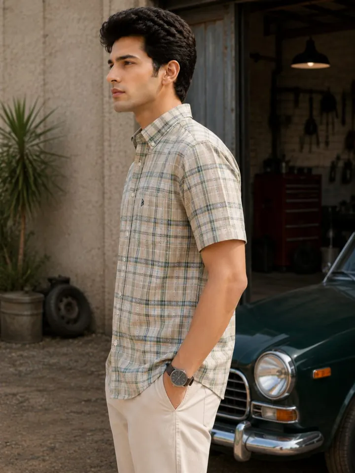 Auren Plaid Linen-Cotton Shirt