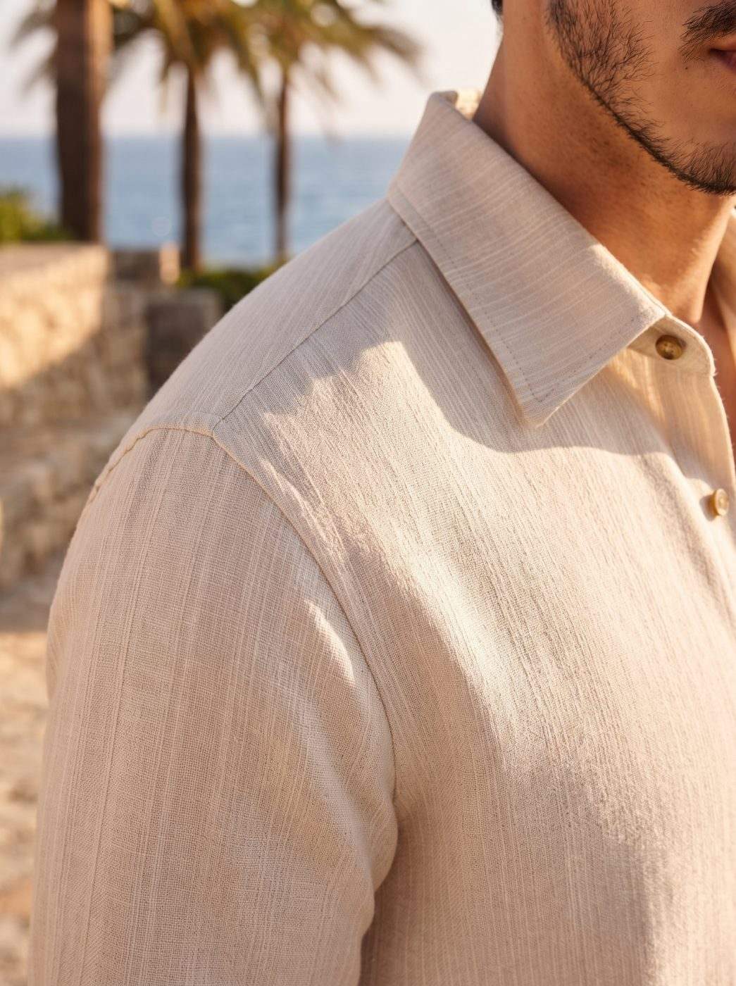 Cream Beige Linen-Cotton Shirt