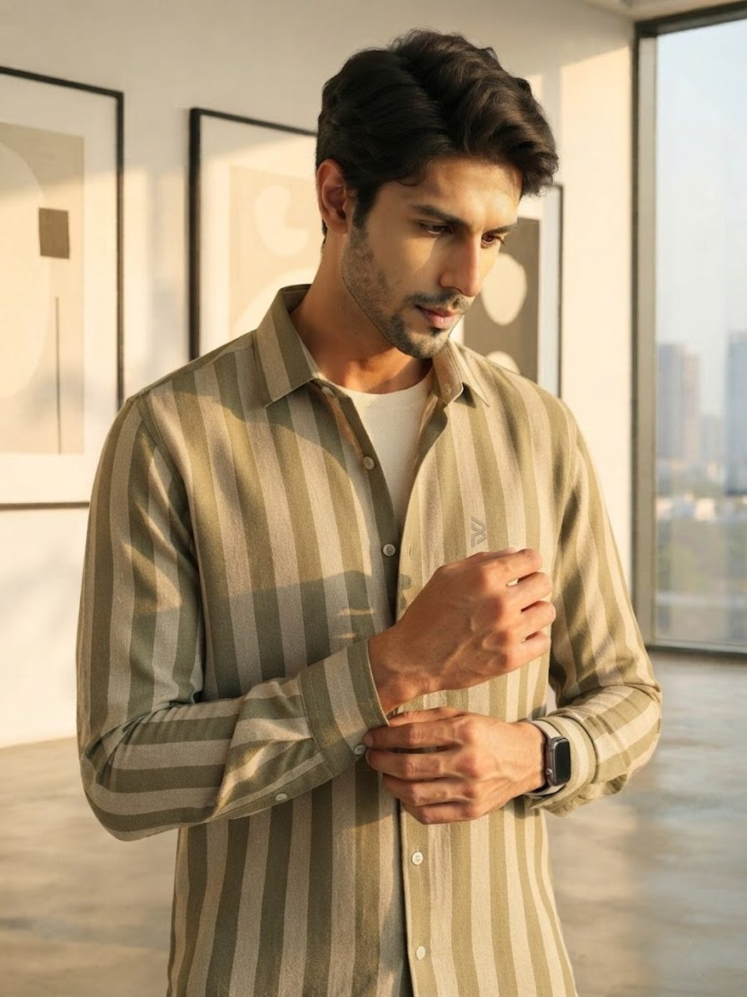 Resort Stripe Cotton-Linen Shirt