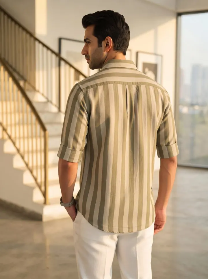 Resort Stripe Cotton-Linen Shirt