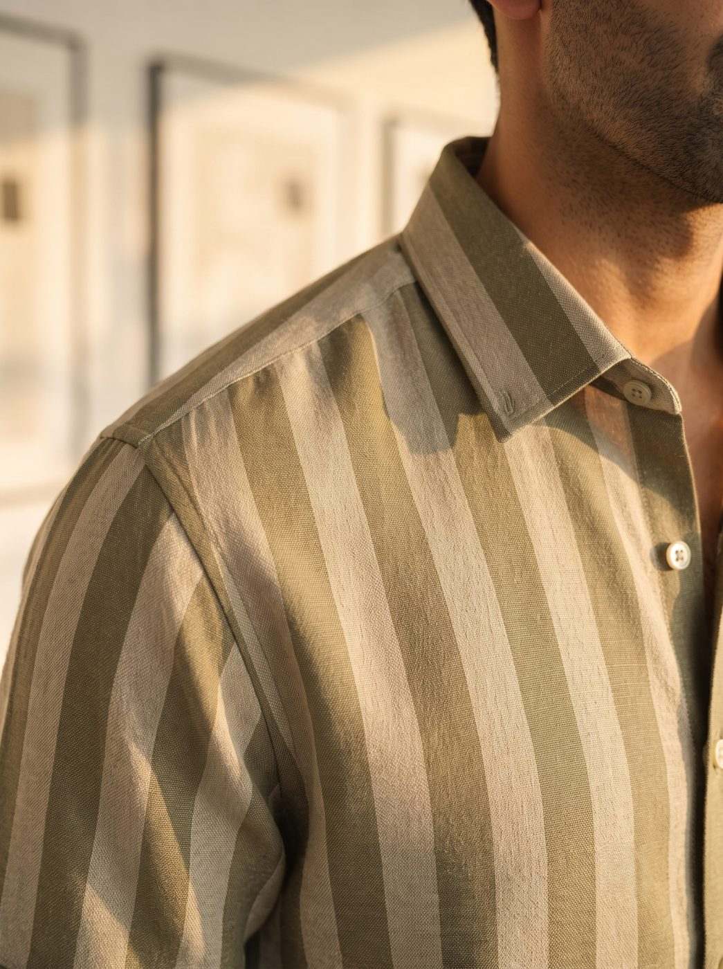 Resort Stripe Cotton-Linen Shirt