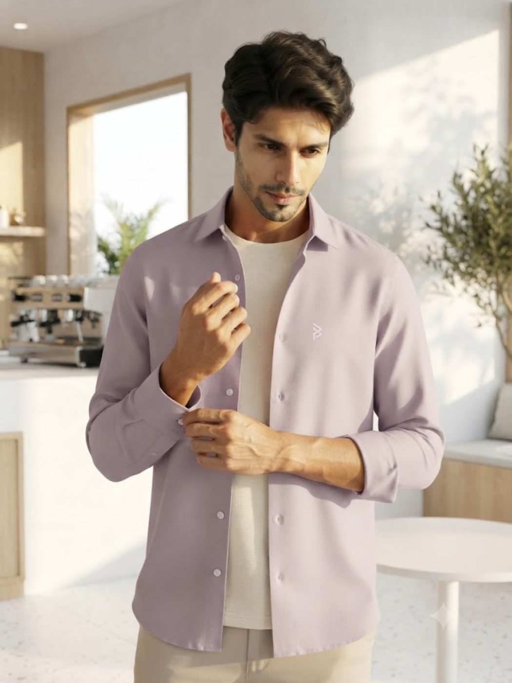 Riviera Lavender Linen-Blend Shirt