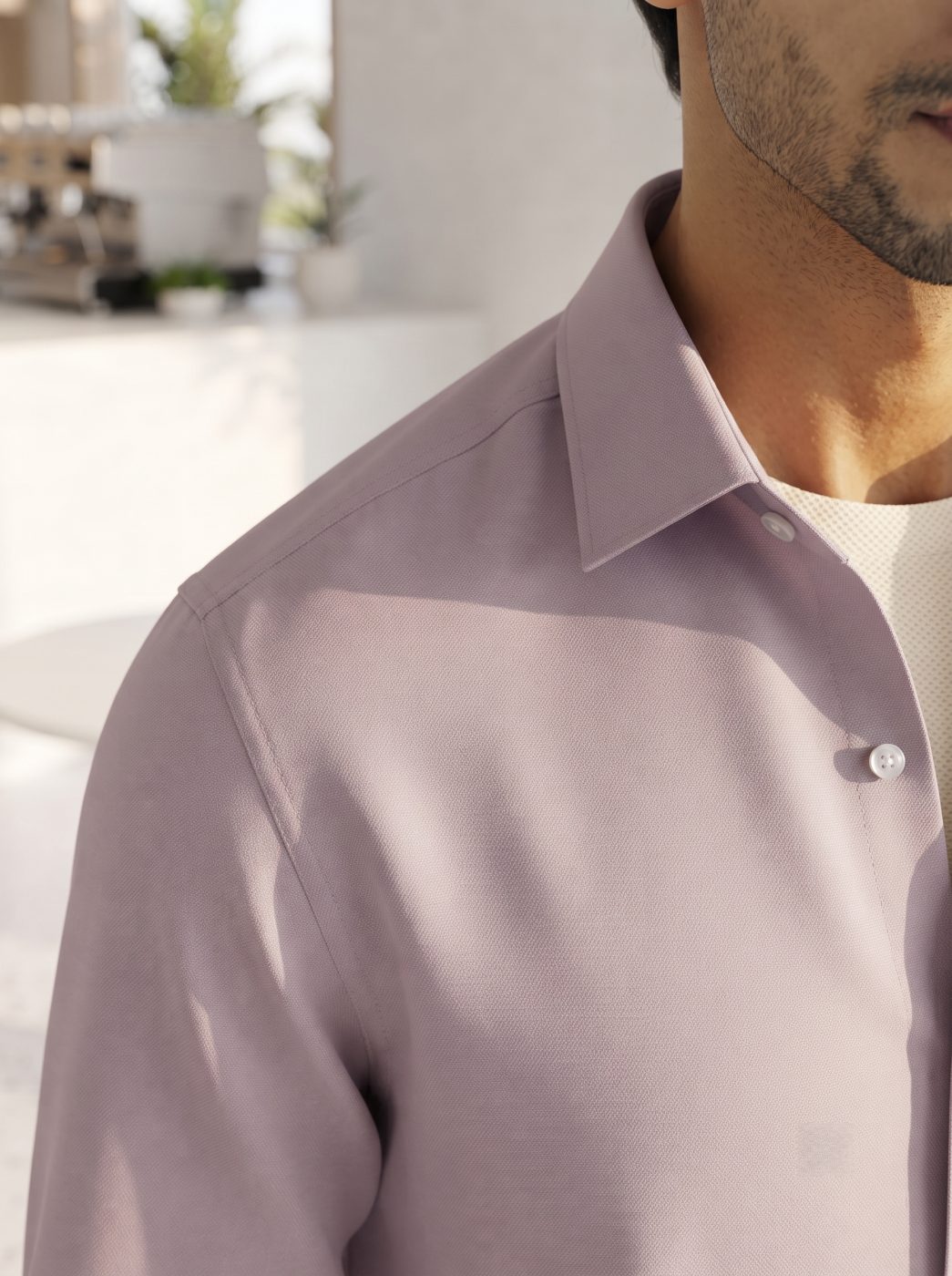 Riviera Lavender Linen-Blend Shirt