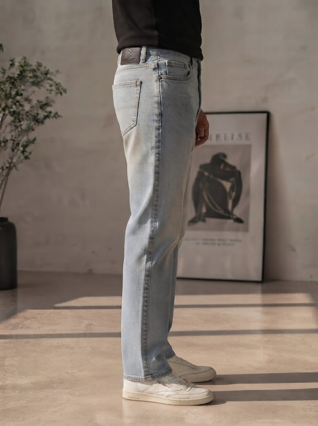 Bemount Bemount 90s Vintage Light Blue Straight Jeans in Vintage Light Blue, side view