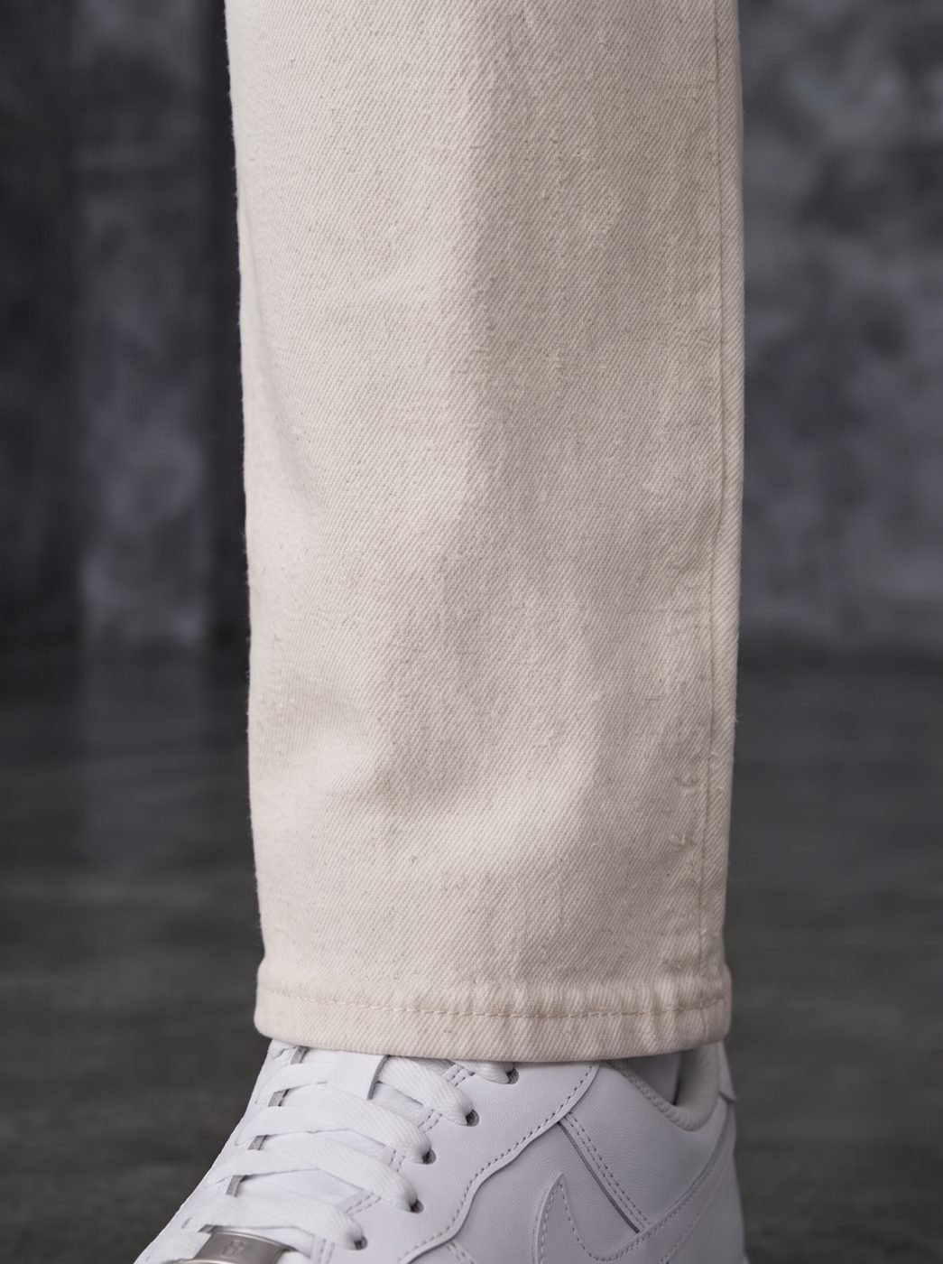 Bemount Bemount Minimalist Ecru Straight Jeans in Ecru, hem view