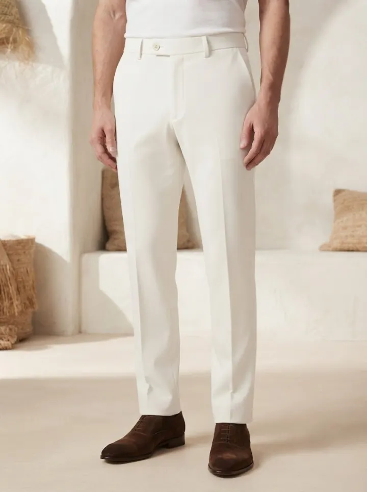 Bemount Crisp Ecru Tailored Trouser, front view
