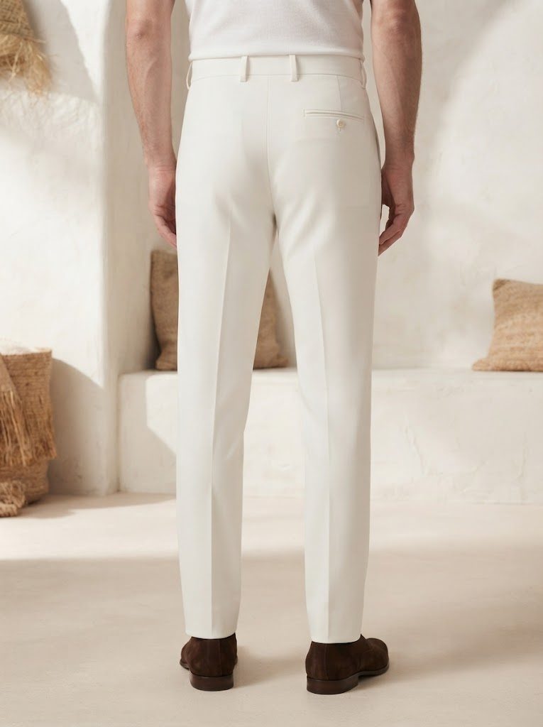 Crisp Ecru Tailored Trouser, back view