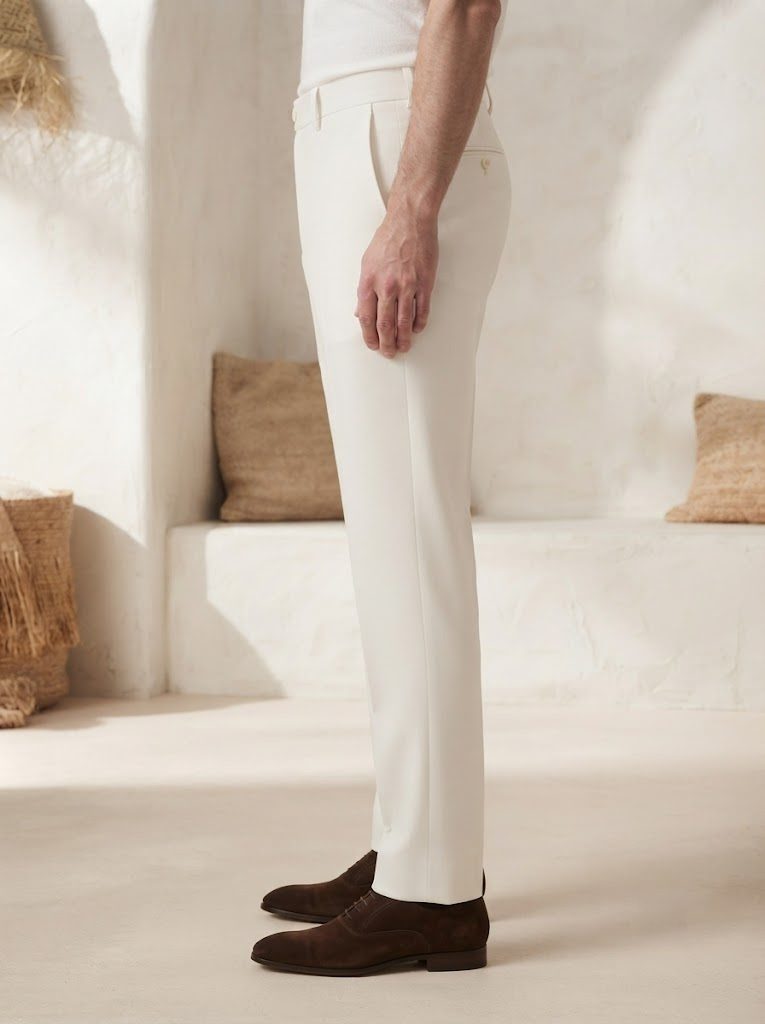 Crisp Ecru Tailored Trouser, side view