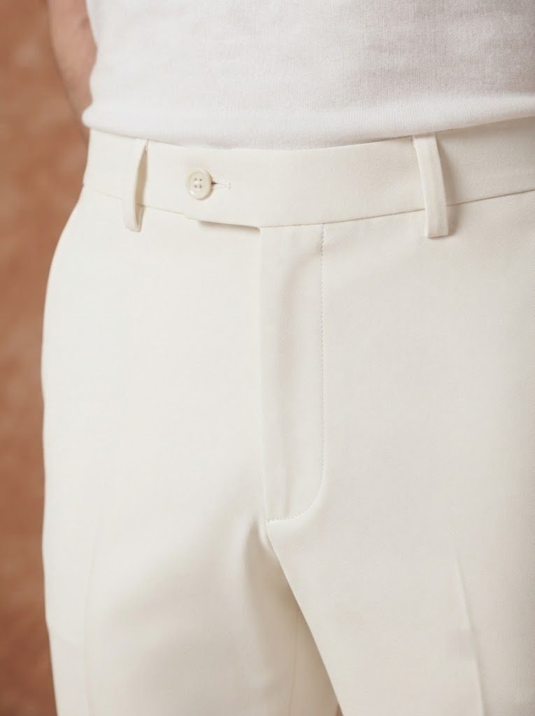 Crisp Ecru Tailored Trouser, waist view