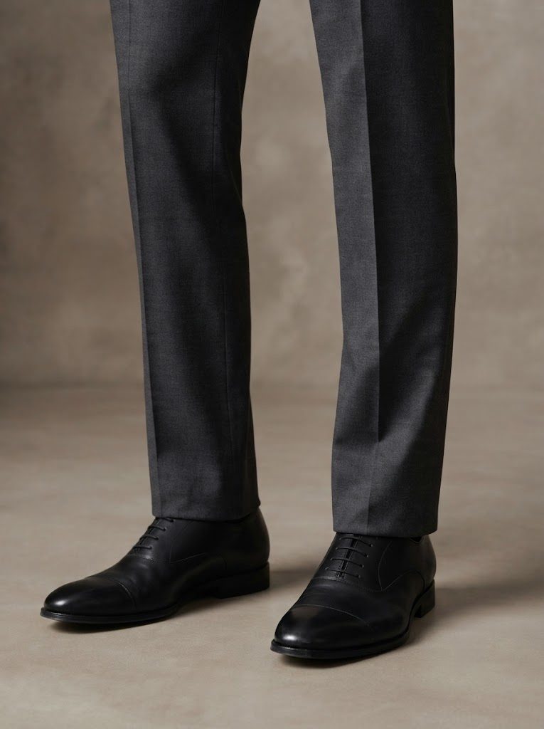 Executive Charcoal Tailored Trouser, hem view