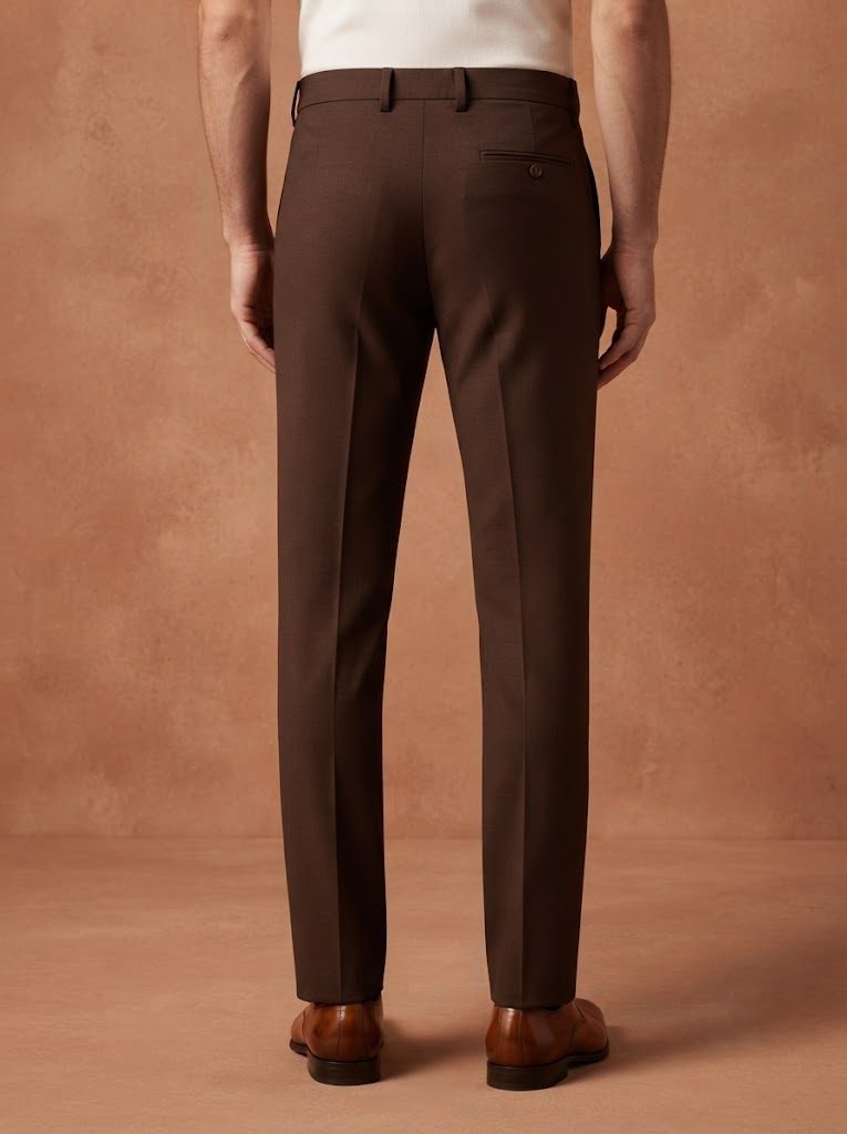 Rich Chocolate Tailored Trouser, back view