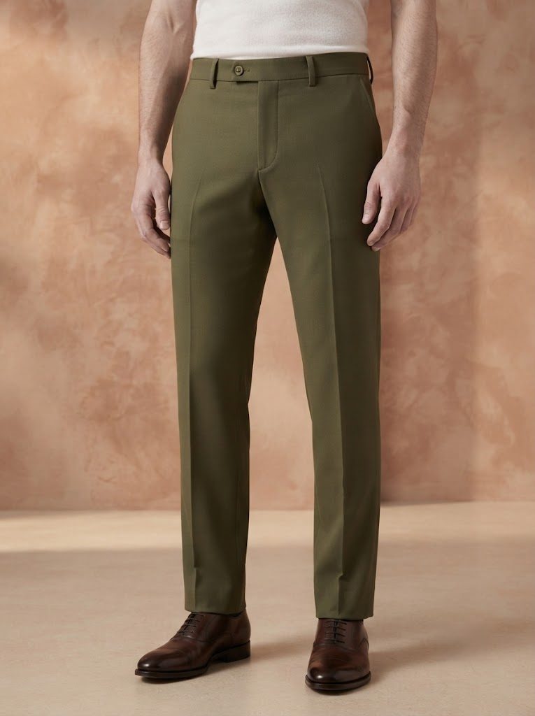 Statement Olive Tailored Trouser, front view