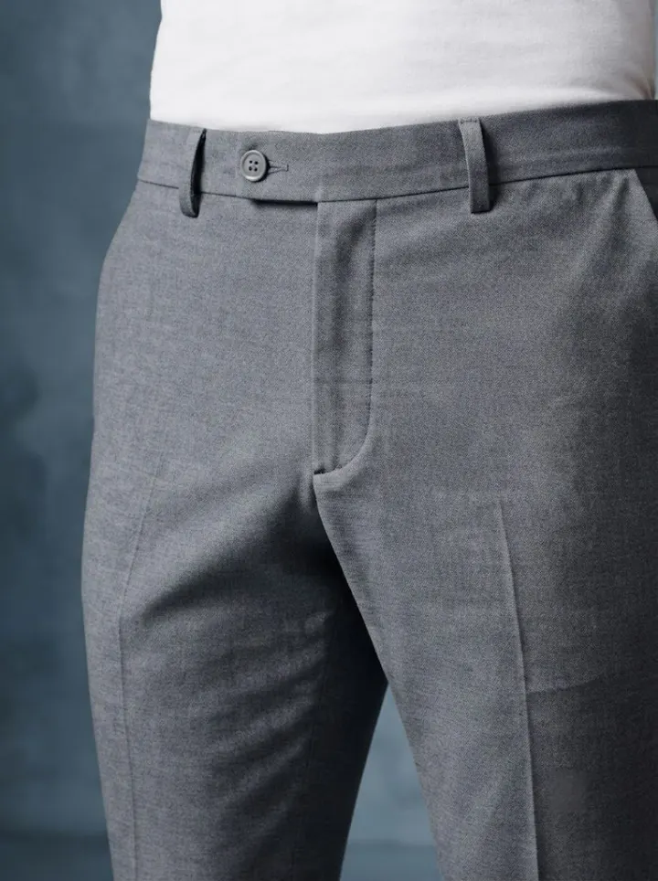 Bemount Urban Mid Grey Tailored Trouser, waist closeup